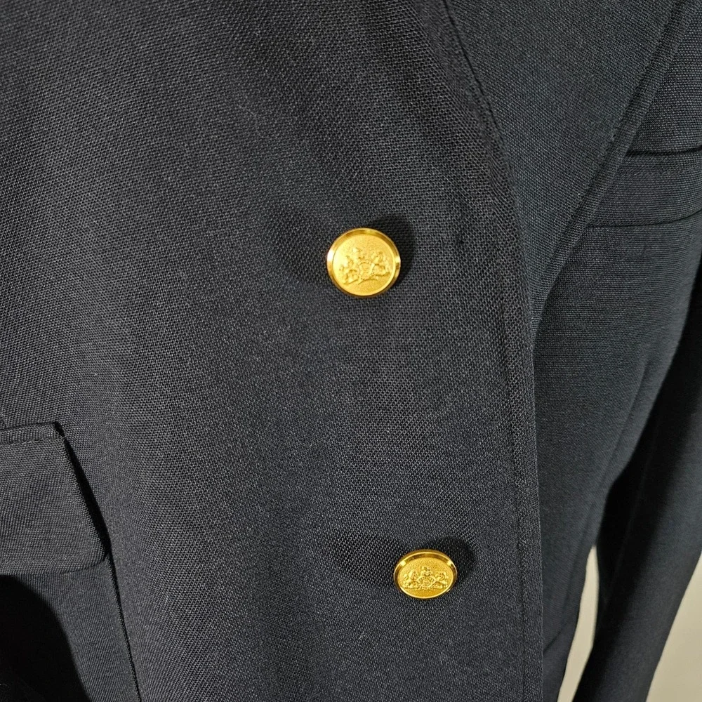 VTG Stafford Men's‎ Sport Coat Blazer Two Button Navy Polyester Wool 50R Slim